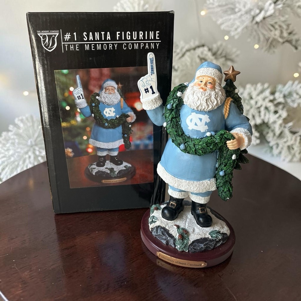 Memory Company Carolina Tar heels #1 Santa Limited Ed. Christmas Figurine Vtg